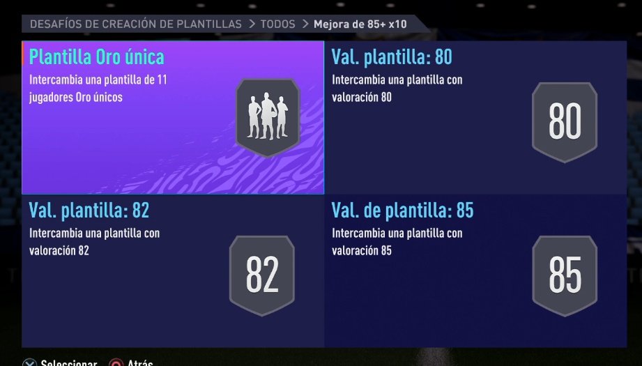 SBC 'Mejora de 85+ x10'. EA Sports