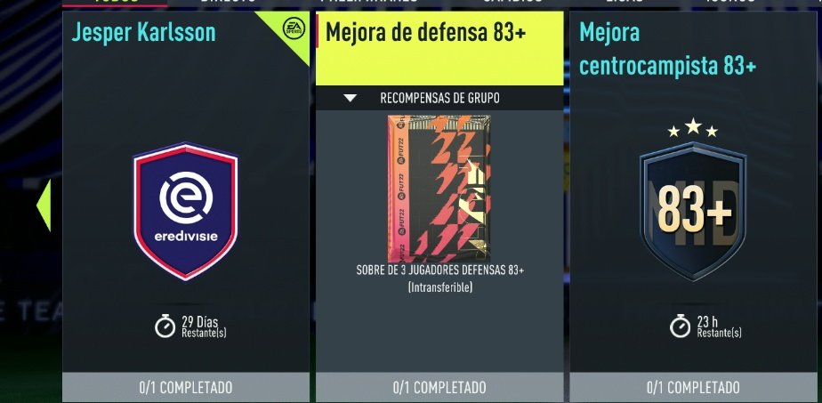 SBC 'Mejora de defensa 83+'. EA Sports