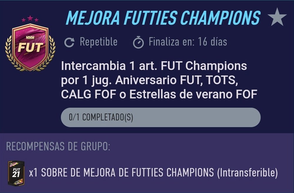 SBC 'Mejora FUTTIES Champions'. EA Sports