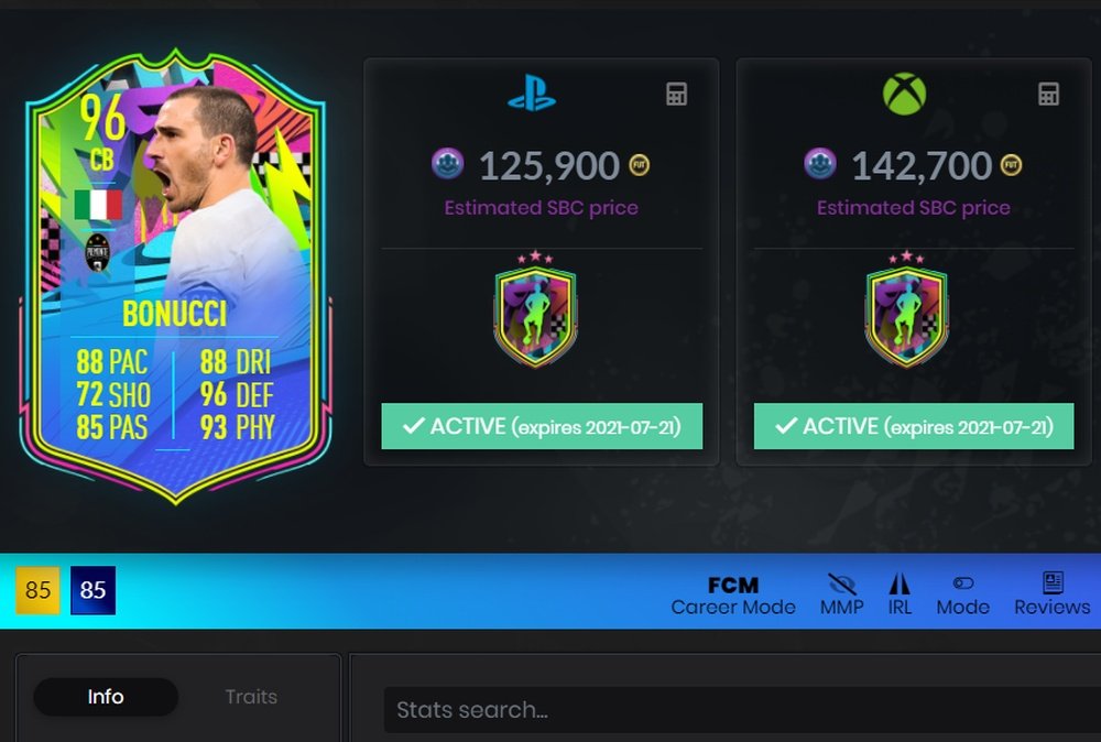 SBC de Bonucci Summer Stars. FUTBIN