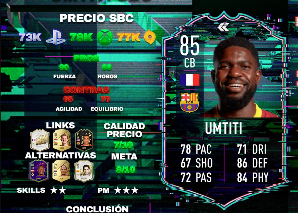 SBC de Umtiti Flashback en FIFA 22. Team BeSoccer