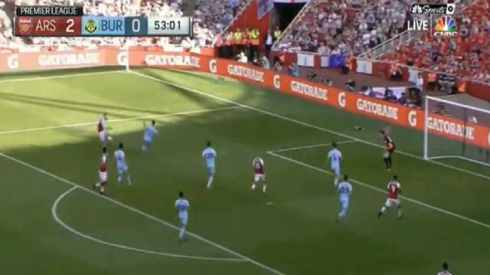 Kolasinac rifled the ball into the far corner to double Arsenal's lead. Screenshot