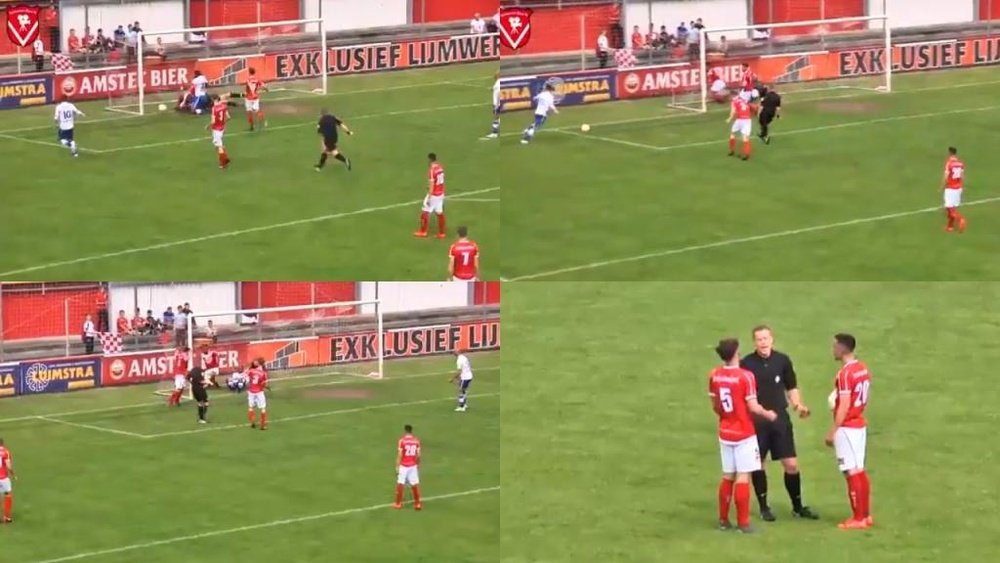 The referee scored a goal for Hoek in Holland. Capturas/HarkemaseBoys