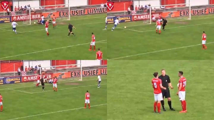Madness in Holland: a referee scores a goal!