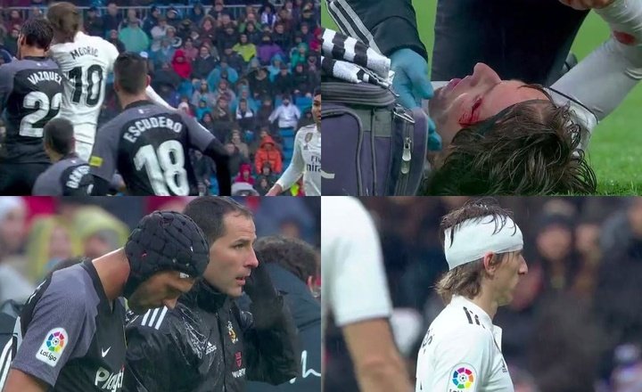 A brutal cabeçada entre Modric e Vázquez que calou o Bernabéu