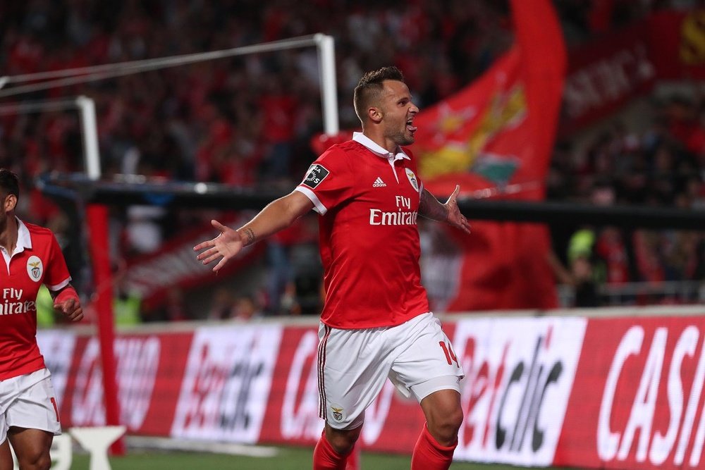 O suíço apontou o primeiro golo do Benfica na nova edição da liga portuguesa. Twitter/Benfica