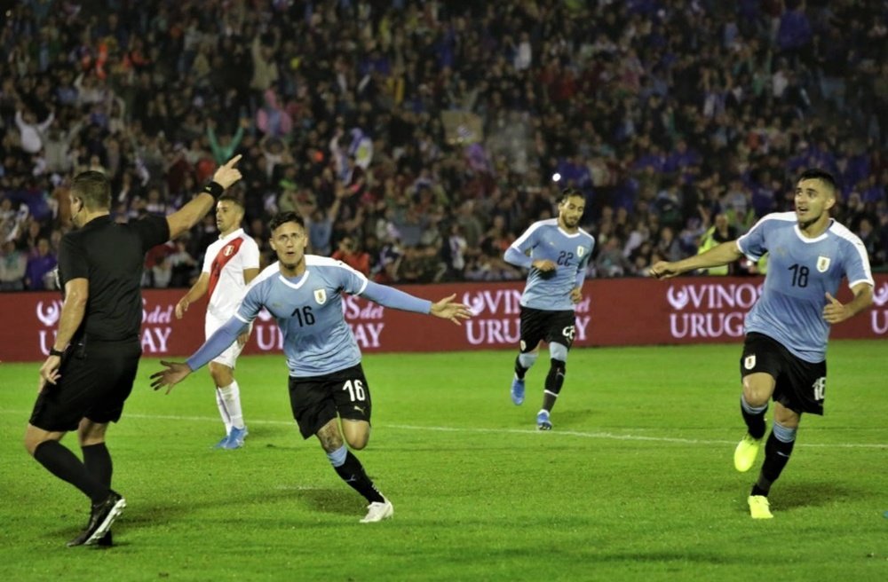 Segundo gol de Brian Rodríguez con la camiseta de Uruguay. Twitter/Uruguay
