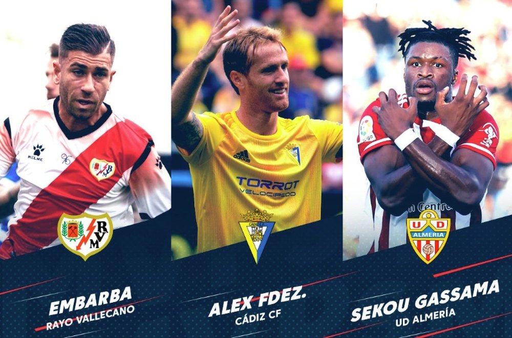 Embarba, Álex y Sekou, nominados a mejor jugador del mes. Captura/Twitter/LaLiga