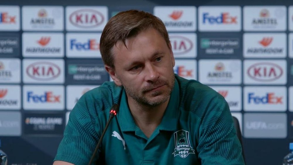 El entrenador del Krasnodar avisó del juego duro del Getafe. Captura/FCKrasnodar