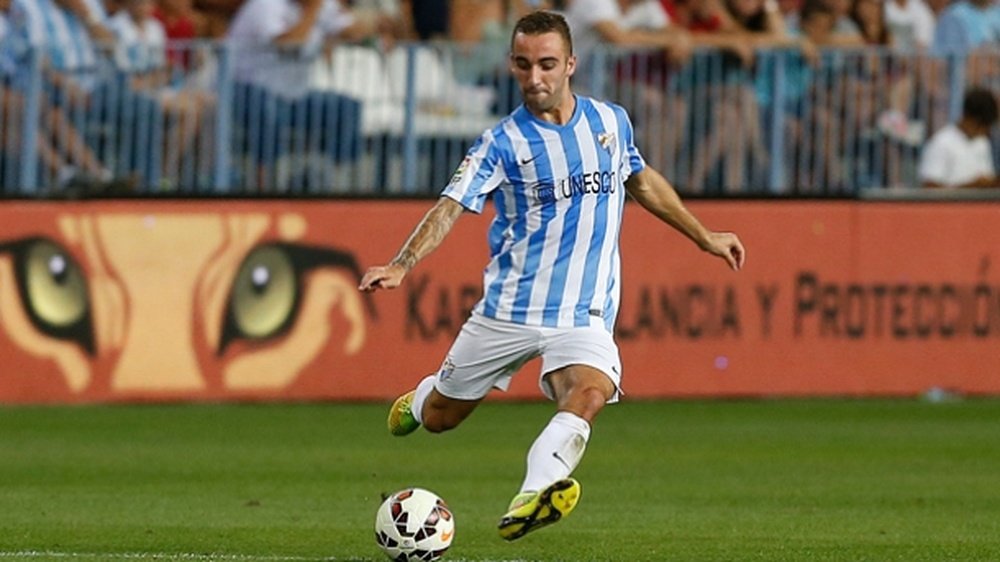 Sergi Darder, jugador del Málaga, durante un partido con club andaluz. MálagaCF.