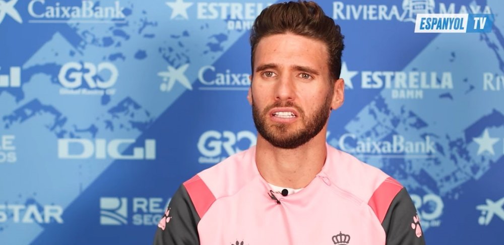 Sergi Gómez en la rueda de prensa previa al Espanyol-Real Sociedad. Captura/RCDESpanyol