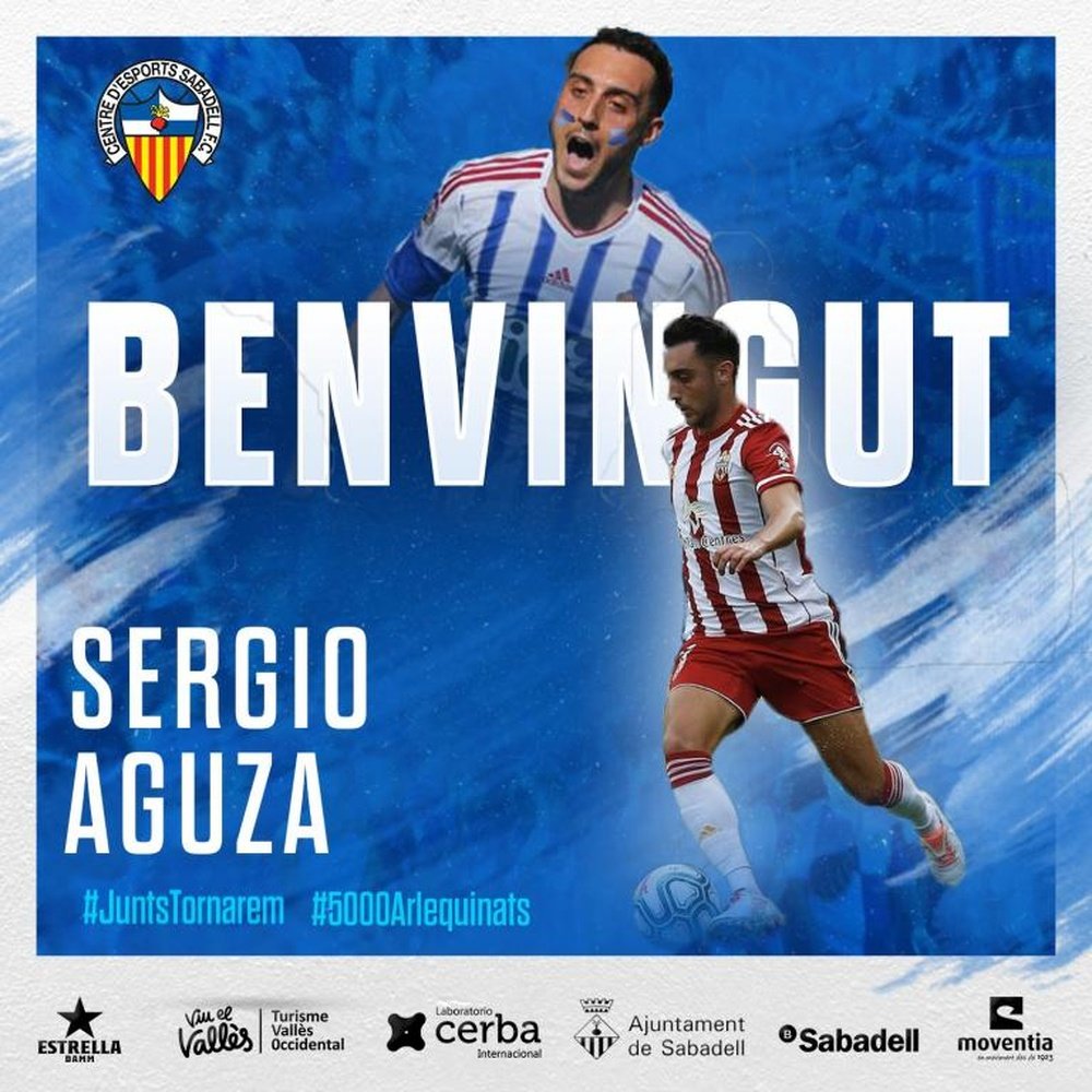 El Sabadell ficha a Sergio Aguza. Twitter/CESabadell