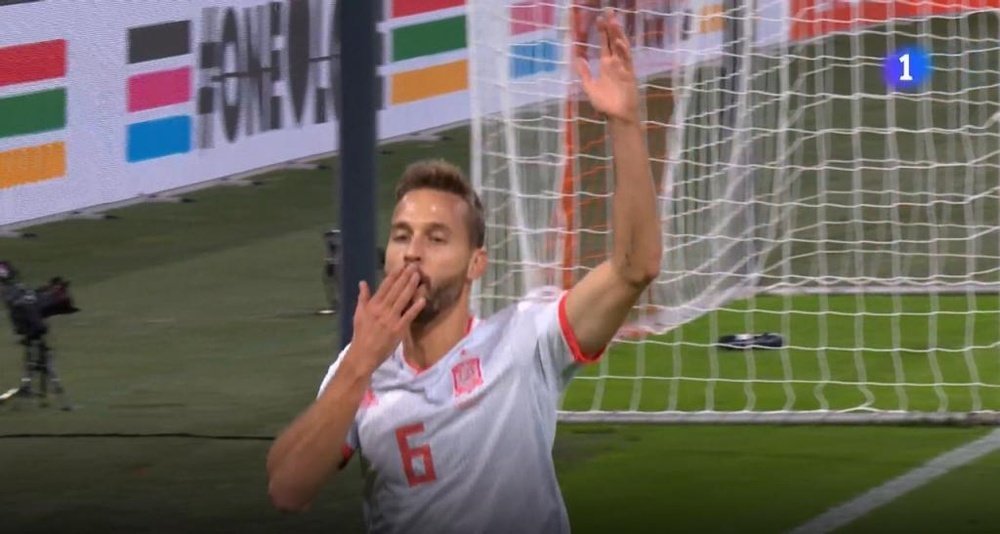 Canales scored for Spain. Screenshot/TVE