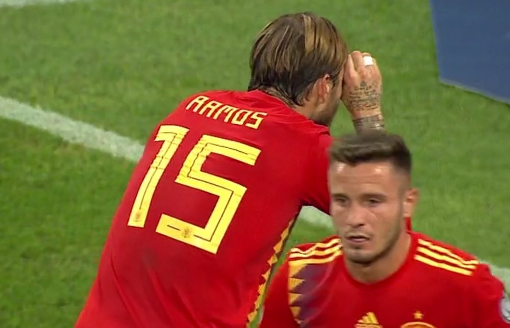 Sergio Ramos comemora gol. Captura/TVE