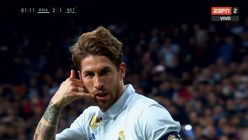 Sergio Ramos marcou o segundo tento e garantiu a liderança do Real Madrid. ESPN