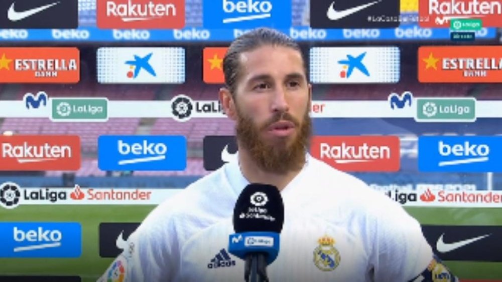 Ramos comentou sobre pênalti do segundo gol do Real Madrid. Captura/MovistarLaLiga