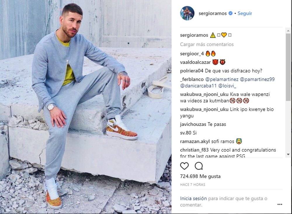 Sergio Ramos se atrevió con este chándal. Instagram/SergioRamos