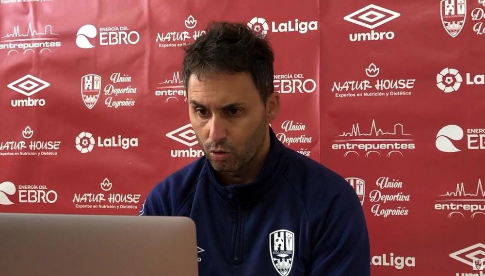 El técnico del Logroñés cree que su equipo supo plantar cara al Mallorca. Captura/UDLogroñes