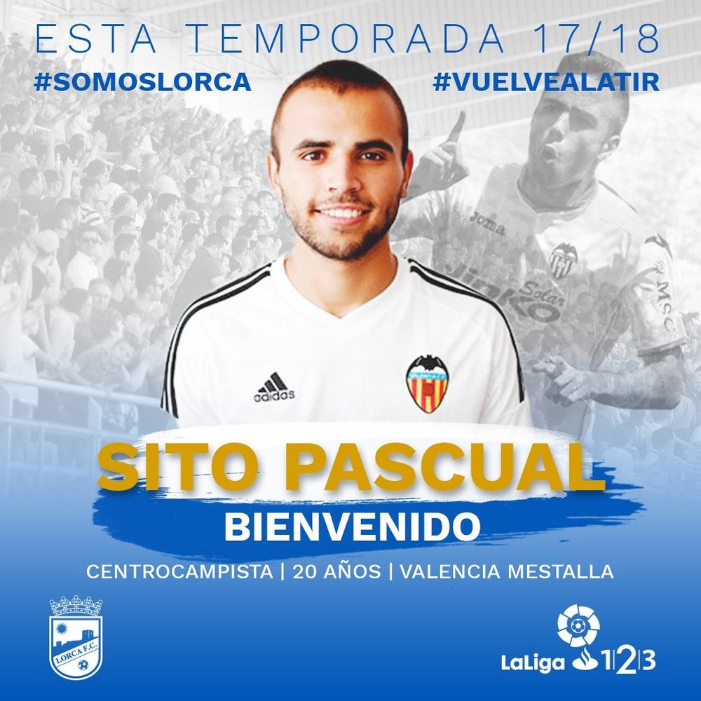 El jugador de 20 años llega cedido del Valencia Mestalla. LorcaFC
