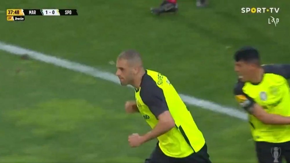 Slimani marcó para el Sporting CP. Captura/SportTV
