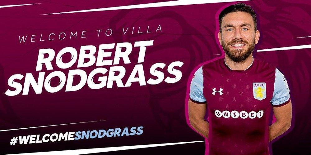 Snodgrass reforça o Aston Villa. Twitter/AstonVilla