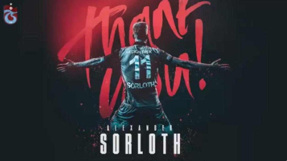 Sorloth, con todo hecho para fichar por el RB Leipzig. Twitter/Trabzonspor