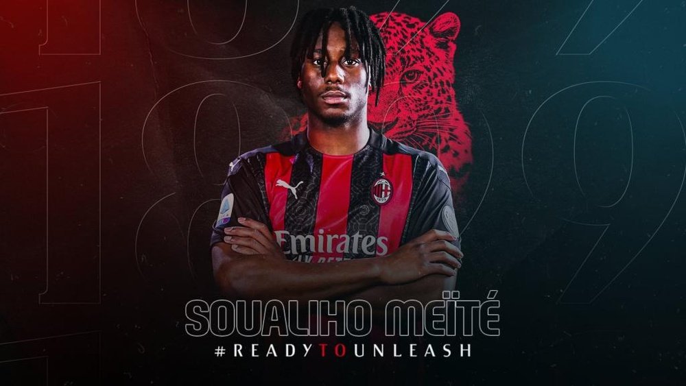 Meïté, cedido al Milan hasta final de temporada. Twitter/ACMilan