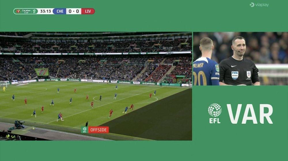 Sterling's opener was disallowed for offside. Screenshot/DAZN