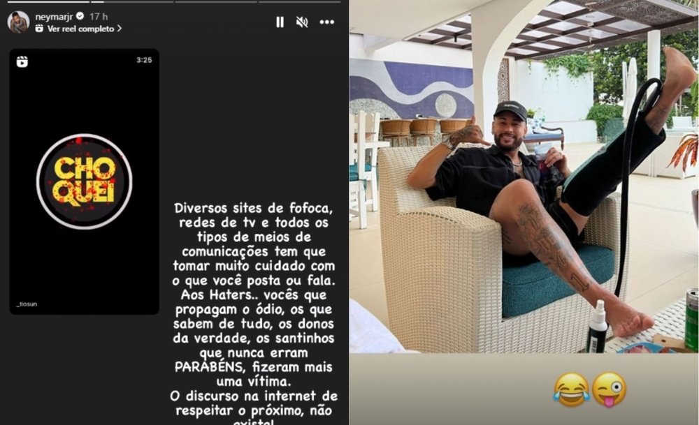 Neymar is recovering from a knee injury. Screenshots/Instagram/neymarjr