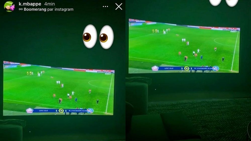 Mbappé a regardé Lille-Strasbourg. Captures/Instagram/k.mbappe