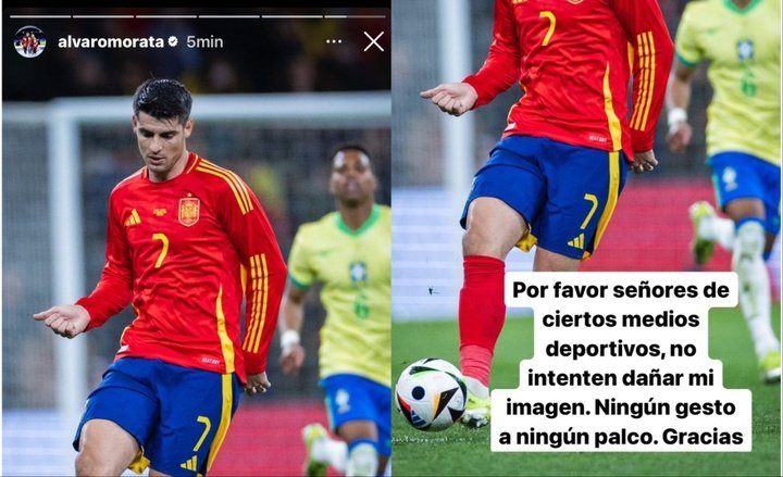 Morata clashed with Vinicius in an international friendly. Screenshot/Instagram/alvaromorata
