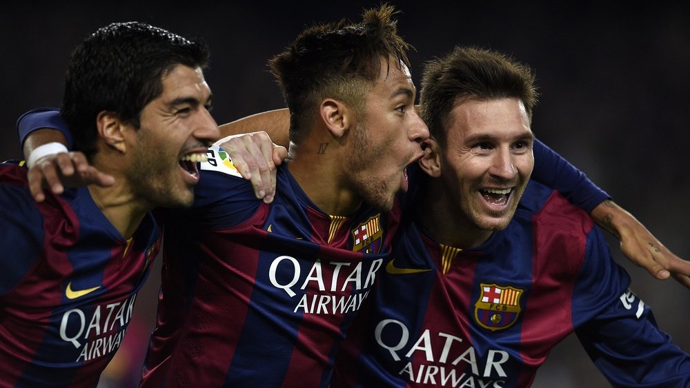 Suárez, Neymar y Messi celebran un gol. Twitter