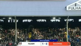 Fulham v Blackpool has been stopped due to a medical emergency. Screenshot/SkySports