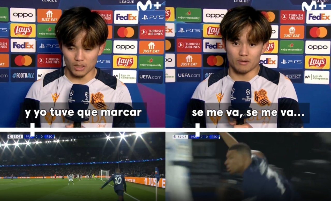 Kubo was brilliant in Real's match against PSG on Wednesday. Screenshots/Movistar