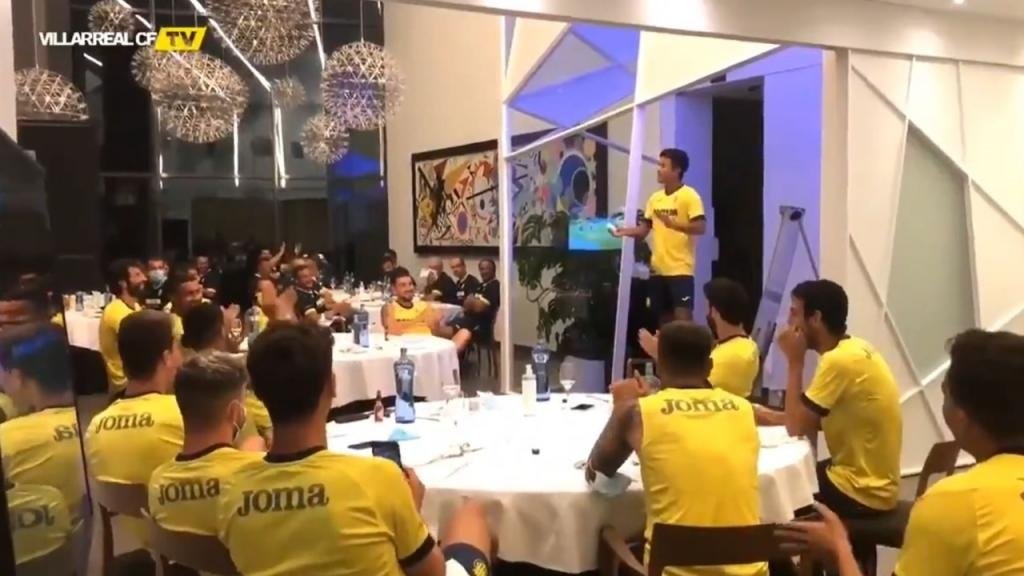 El Villarreal se dirvitió con las dotes artísticas de Takefusa Kubo. Captura/VillarrealCF