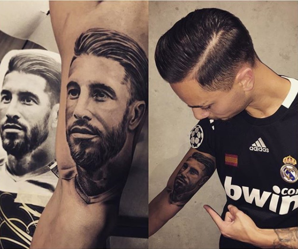 Ramos se sorprendió por el tatuaje de este seguidor. Instagram/Atif Sbai