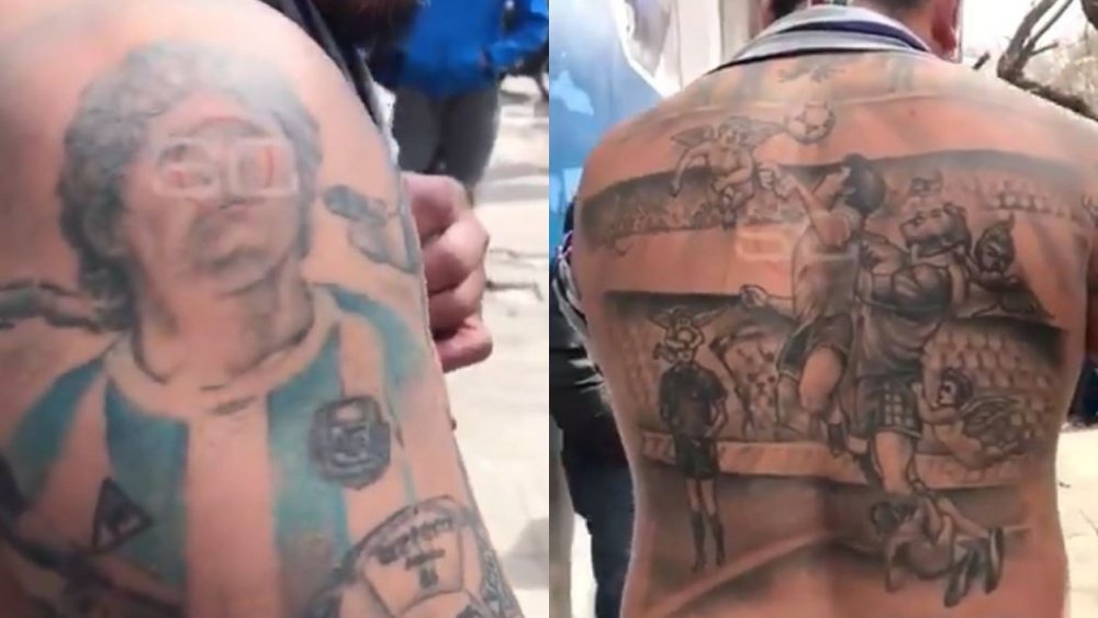 La locura del '10' llegó a La Plata: se tatuó a Maradona. Captura/SC_ESPN