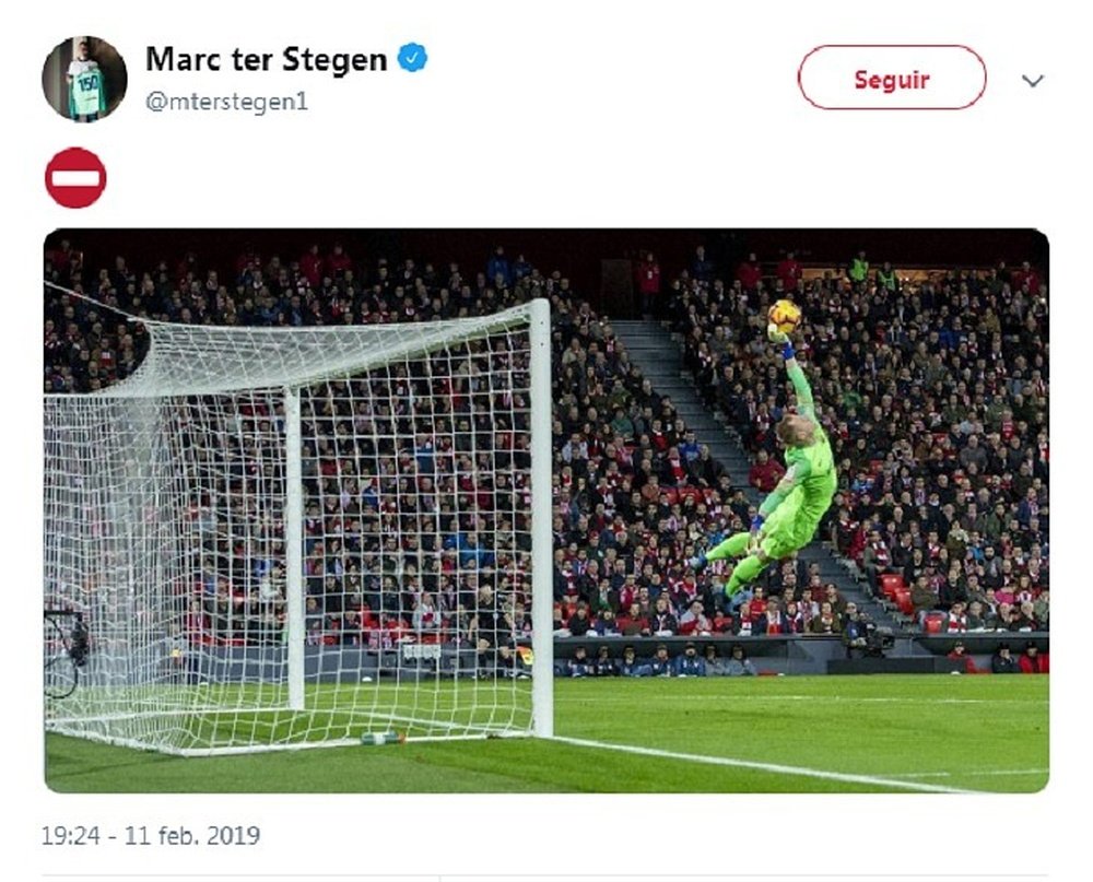 Ter Stegen se salió ante el Athletic. Twitter/MTerStegen