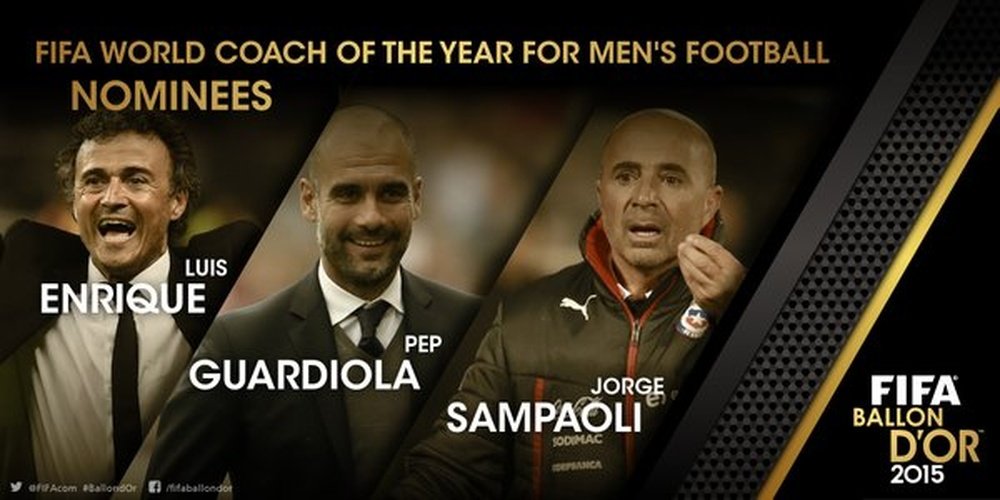 The three finalists that make up the coaches section. FIFA