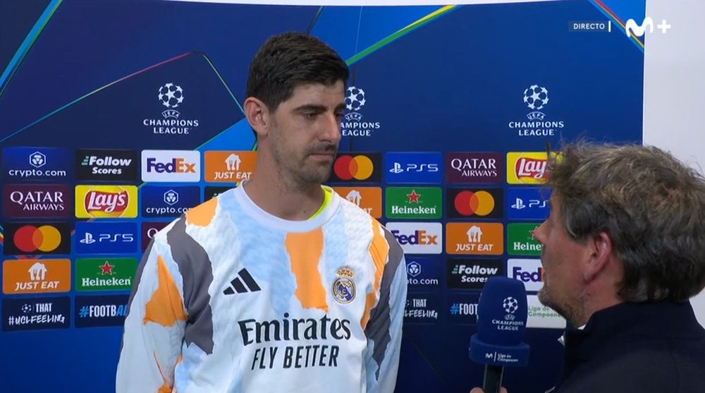 Thibaut Courtois spoke after the defeat to Arsenal. Screenshot/MovistarLigadeCampeones