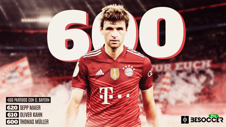 La leyenda de Thomas Müller, el tercer futbolista del Bayern que alcanza los 600 partidos