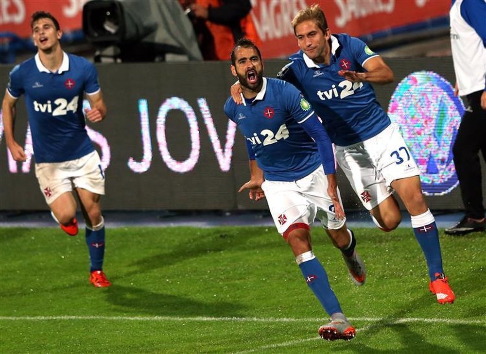 Tiago Caeiro celebra el gol marcado para Belenenses en el último minuto del partido ante el Unión de Madeira. Twitter