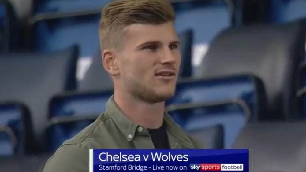 Werner was at the Chelsea game. Screenshot/SkySportsFootball