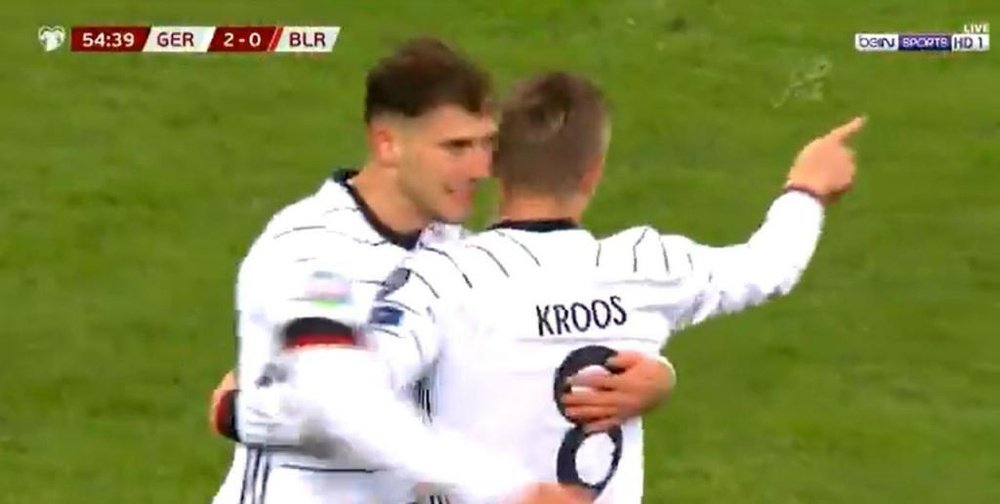 Un gol 'made in Kroos' para sentenciar a Bielorrusia. Captura/beINSports