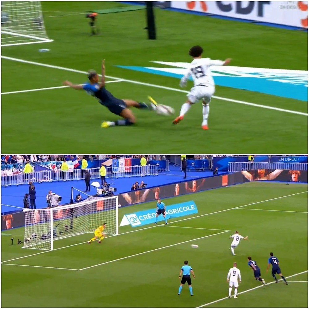 Toni Kroos put Germany 1-0 up against France. Captura/Cuatro