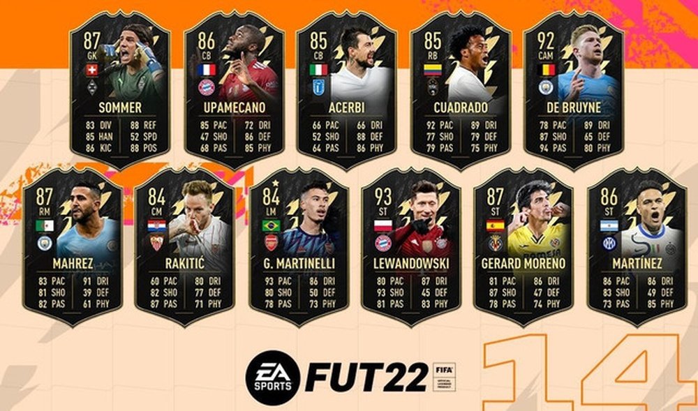 TOTW número 14 de FIFA 22 Ultimate Team. Twitter/EASPORTSFIFA