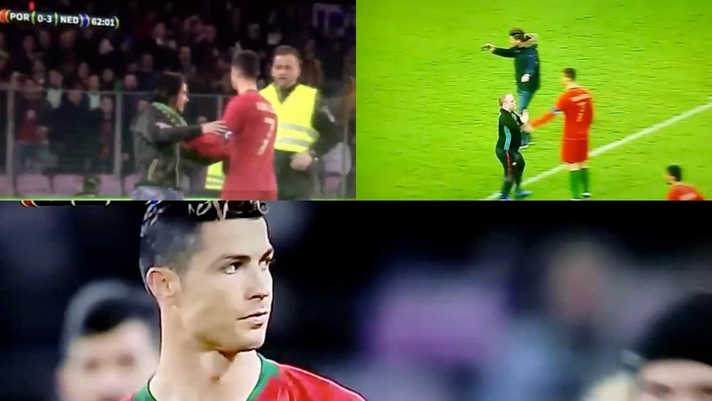 Ronaldo did not see the funny side. Screenshot