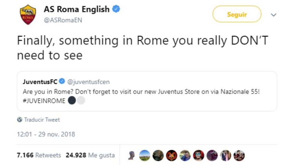 A Roma não perdoa. Twitter/RomaEnglish
