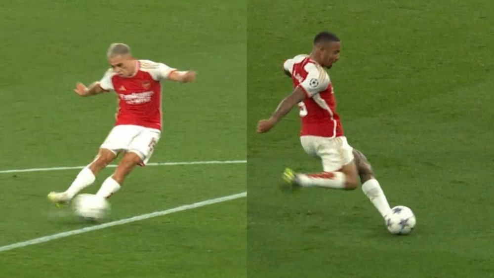 Trossard and Jesus extended Arsenal's lead in the 20th and 38th minutes. Screenshots/Movistar