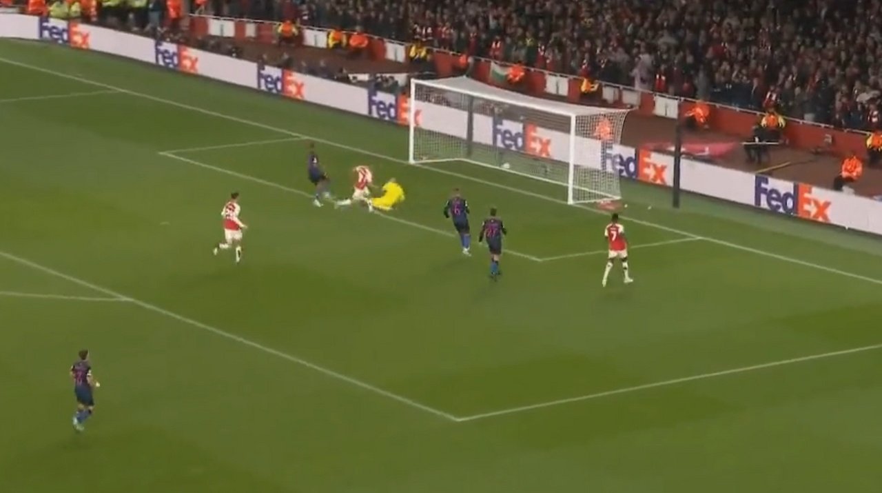 Trossard scored Arsenal's opener from close range. Screenshot/beINSports